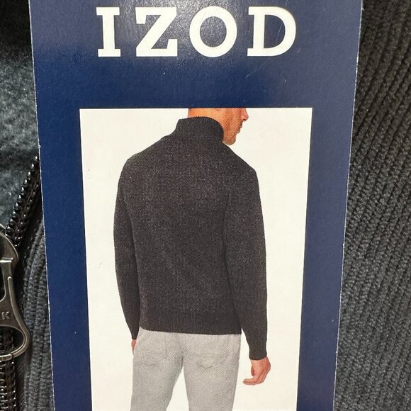 Izod Full Zip Lined Sweater Men's Size XXL Grey Relaxed Fit Stretch Warm (NEW) - Picture 11 of 16